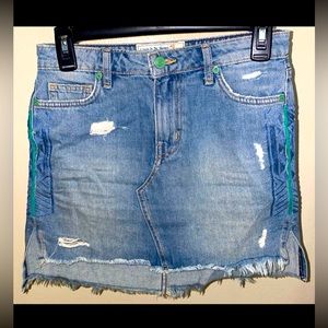 NWOT Reworked Vintage High Low Mini Denim Skirt by Sandrine Rose size 25